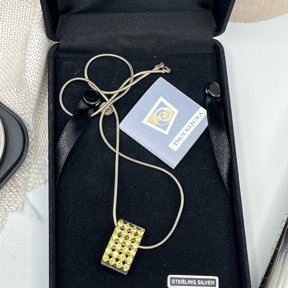 Paul Klecka Sterling Silver Diamonique Pendant Necklace – Pink & Yellow Stones - Picture 5 of 16